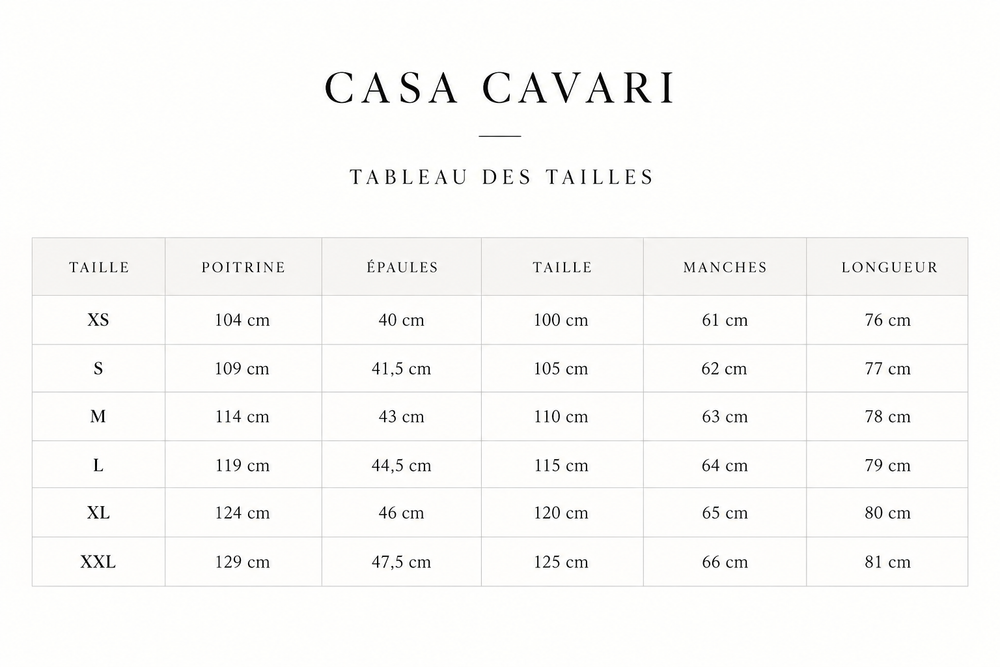 Guide des tailles