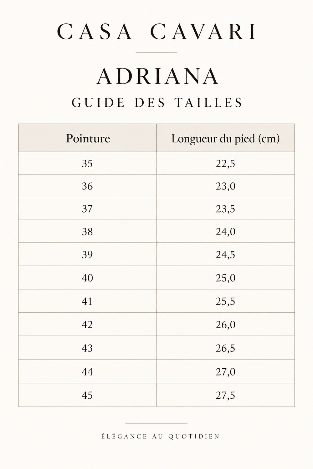 Guide des tailles