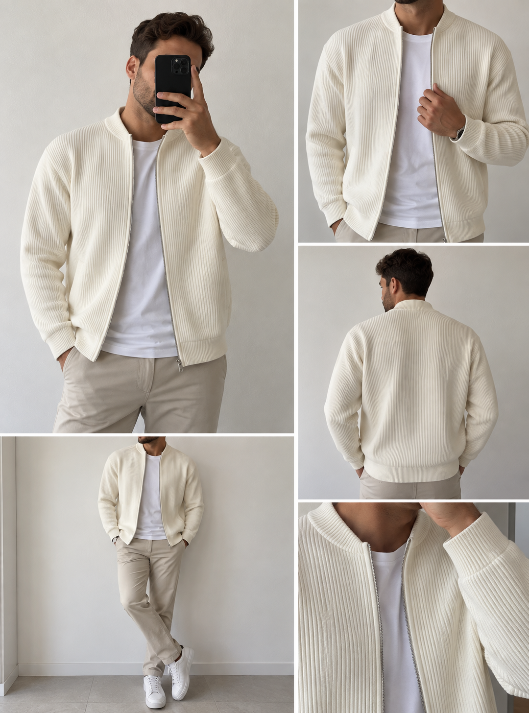 André | Cardigan côtelé zippé - Casa Cavari