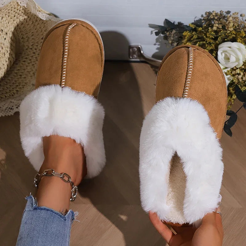 Héloïse | Mules effet daim à col fourré - Casa Cavari