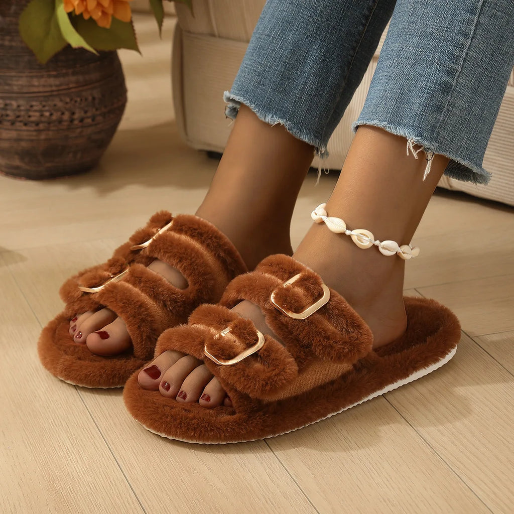 Albane | Mules fourrées à boucles - Casa Cavari