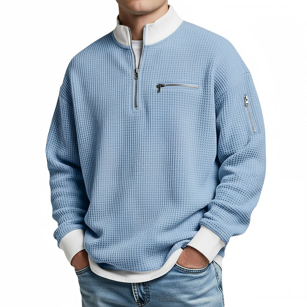 Gaspard | Pull gaufré à demi-zip - Casa Cavari