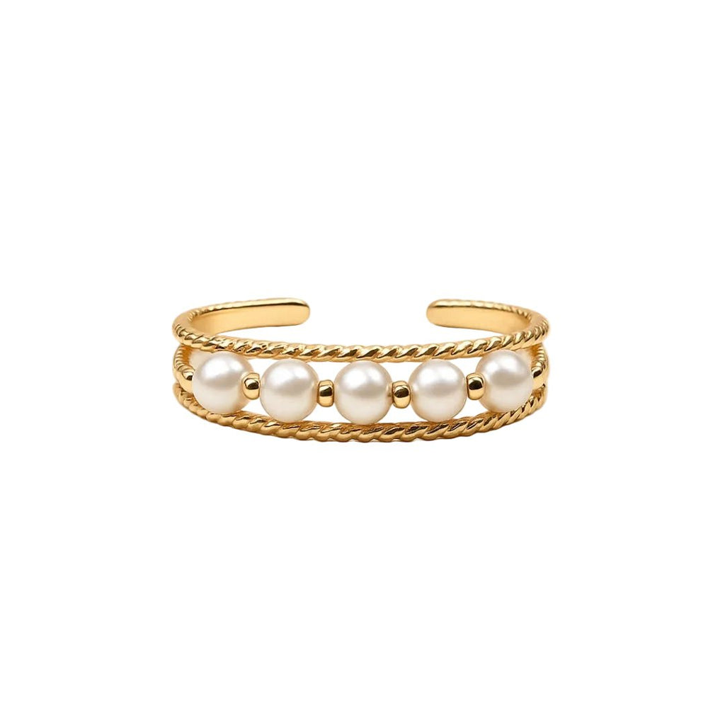 Beatriz|Anillo doble con perlas - CasaCavari