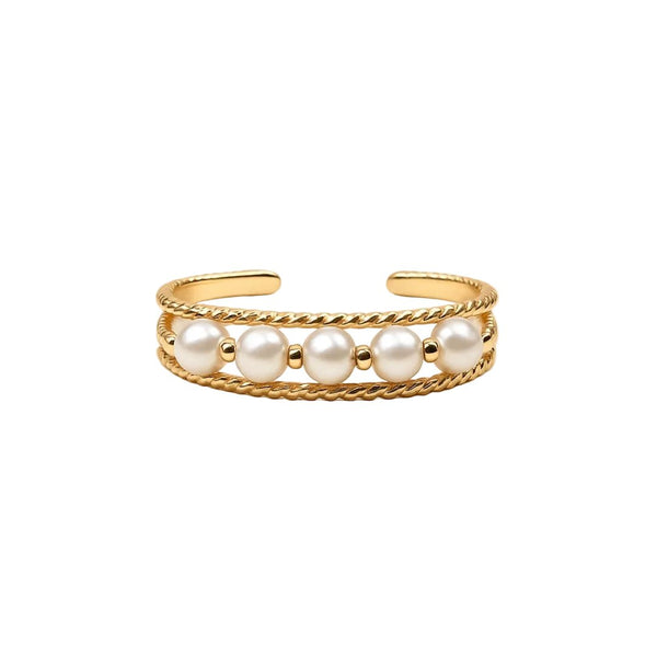 Beatriz|Anillo doble con perlas - CasaCavari