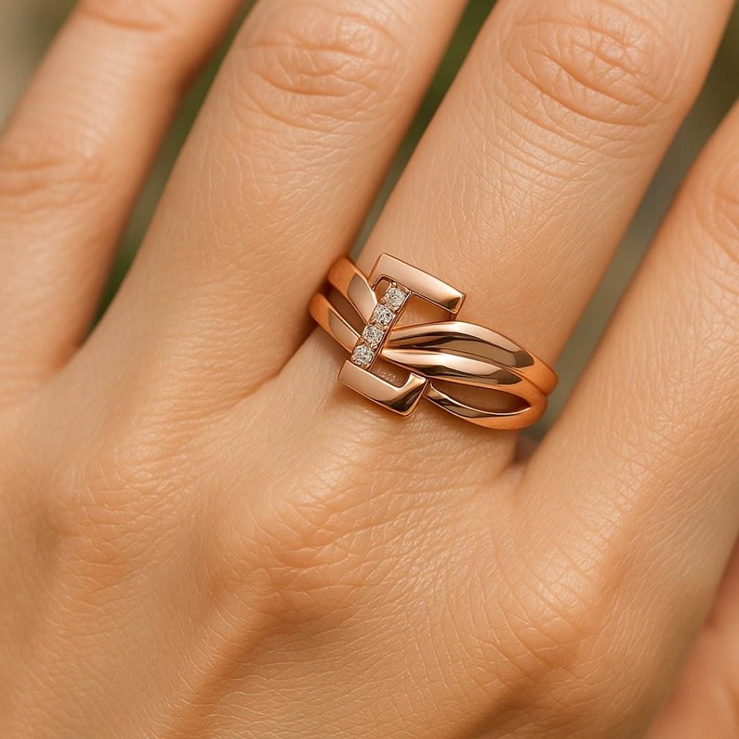 Estela|Anillo entrelazado rosé - CasaCavari