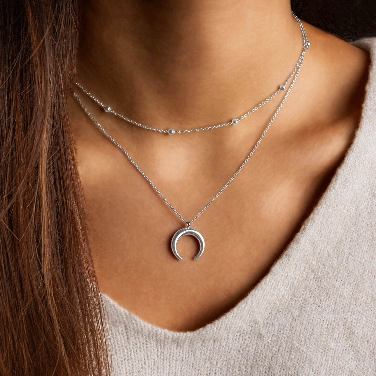 Luna|Collar doble con luna - CasaCavari