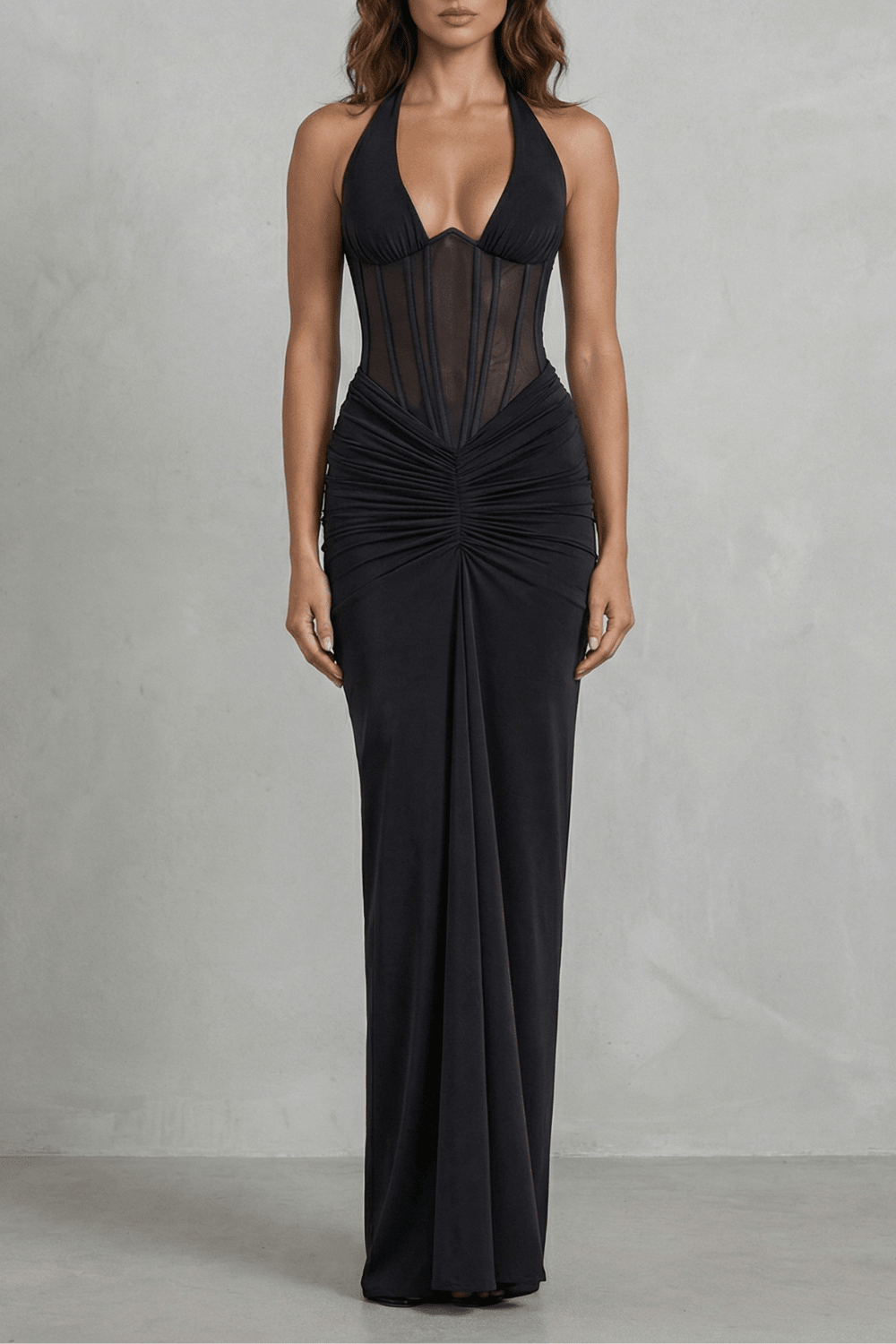 ZAFIRA|VESTIDO MAXI CON CUELLO - CasaCavari